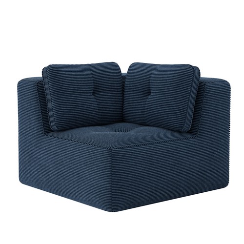 Corner sofa corduroy - corduroy, -blue