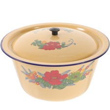  Vintage Home Enamel Ware Washing Bowl with Lid Canteen Soup Basin