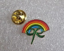 Macmillan Cancer  Support Rainbow Pin  Badge Pride LGBT   with Green Bow