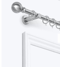 John Lewis Extendable Metal Curtain Pole Kit Ball Finial Dia.28mm, Brushed Nicke