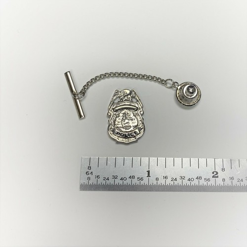 Police badge silver tie tac - badge,