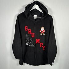 Disney Grumpy Fleece Hoodie Womens 2XL Black Vintage Embroidered Full Zip