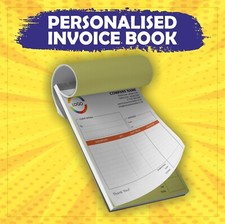 PERSONALISED DUPLICATE A5 INVOICE BOOK - 50 SET - NCR PAD PRINT - INVOICE PRINT