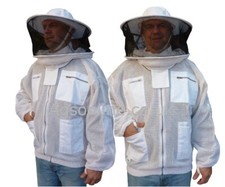 Bee Jacket 3 Layer Ultra Ventilated white round hat Beekeeping Apiary Gear