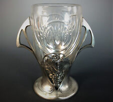 STUNNING RARE 19th. CENTURY W.M.F. ART NOUVEAU PEWTER & GLASS VASE