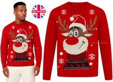 Christmas Xmas Jumper Mens Knitted Reindeer Boys Novelty Sweater Top Warm NEW