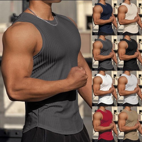 Men sleeveless vest ribbed - vest,