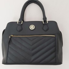 Black Anne Klein faux leather shoulder bag with gold hardware