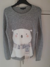 Christmas Grey Polar Bear Jumper Extra Soft Knit   Size S (10)