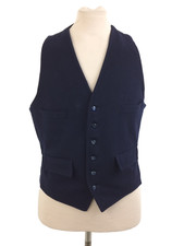 Simpson Piccadilly Men's Waistcoat 40in Blue Pure Wool Four Pockets Used F1