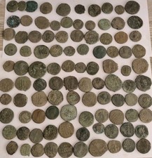 LOT OF 100 ANCIENT ROMAN &  BYZANTINE BRONZE COINS II-XI Century AD
