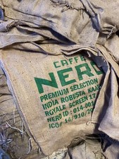 JOB LOT OF 10 MIXED USED HESSIAN COFFEE BEAN SACKS BAGS FOR UPHOLSTERY MATERIAL