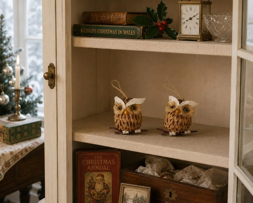 Vintage crested owl christmas - vintage,