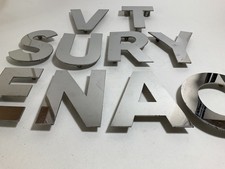 Vintage Reclaimed Chromed Metal Shop Letters Architectural Salvage