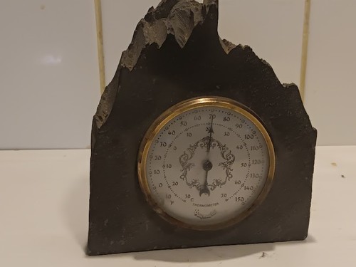Vintage thermometer slate rock - thermometer,