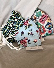 3 Vera Bradley Cotton Face MASK WATER BOUQUET + RAIN FOREST + CUBAN STAMPS NWT