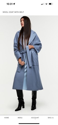 Zara mid blue belted wool - blue,