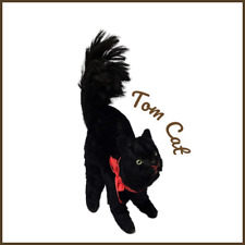 Vintage 1950s Steiff scaredy black Tom cat - Halloween angry mohair kitten