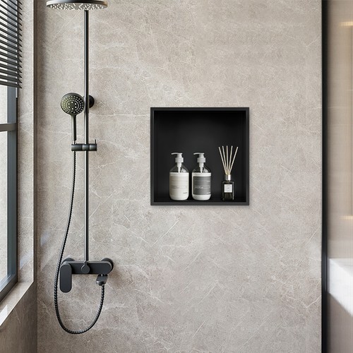 Black shower niche bathroom - shower,