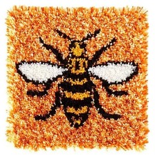 Latch Hook Kit for Adults & Kids Queen Bee Pattern 43x43cm, Complete DIY Cushion