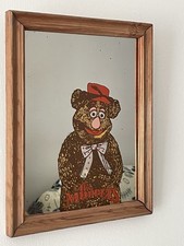 Vintage The Muppets Fozzie Bear Wooden Framed Mirror 8.5" By 10.5"