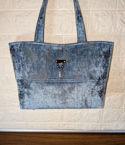 Crushed teal blue large - large, tote