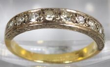 Antique 18ct Gold & Diamond Half Eternity Stack Band Ring Box L 1/2 Platinum 