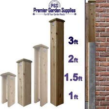 3ft (90cm) Timber/Concrete Garden Fence Panel 100x100mm Post Extender with Cap