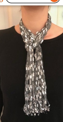 Silver scarf yarn necklace - silver,