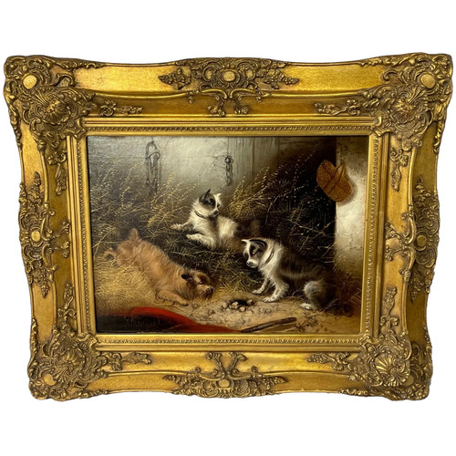 Oil painting hunting terrier - oil, 3