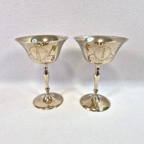 Plated wine goblets - goblets, etched