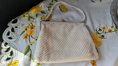 Vintage 1940 white beaded - white,