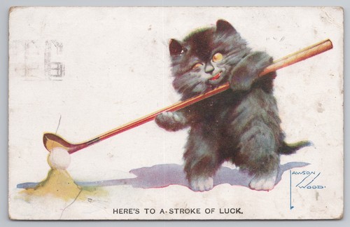 Postcard lawson wood cat with - postcard,