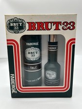 Rare Vintage Faberge Brut 33 Gift Set Talc & Splash On Lotion Collectible 70s
