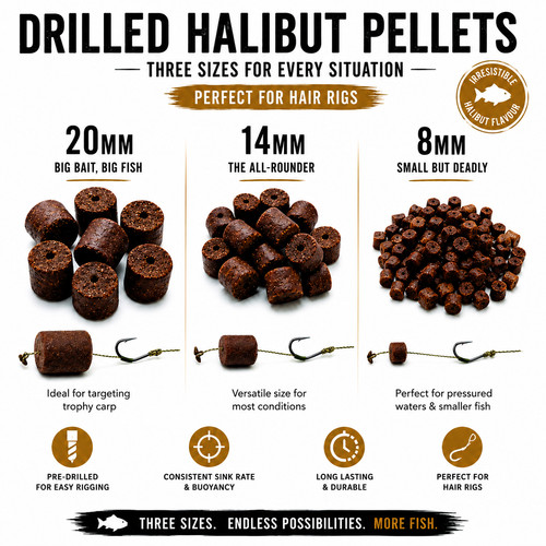 Drilled halibut pellets carp - halibut,