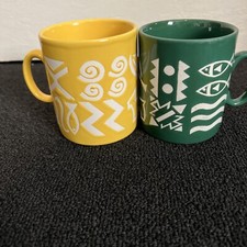 2x Vintage Just Mugs Blue