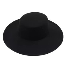 Elegant Wide Brim Felt Hat Hepburn Style Flat-top Cap New Women Flatcap Women