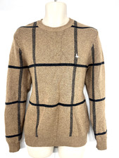 JACK WILLS Brown Black WOOL COTTON Blend Mens Chunky Crew Neck Jumper size M