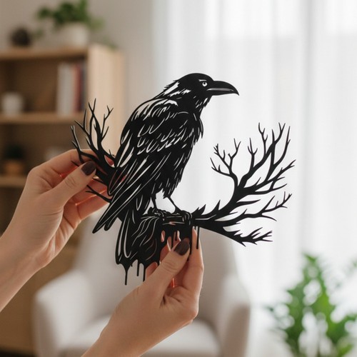 Gothic crow tree iron - crow, wall
