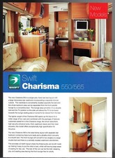 Swift Charisma 565 & 550 Caravans 2009 UK Market Single Sheet Sales Brochure