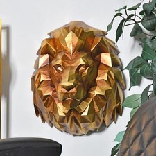Resin Geometric Lion Head Bust