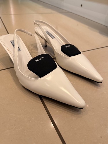 Prada white bushed leather - prada,
