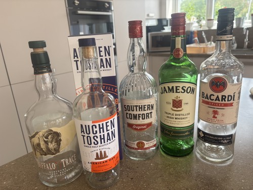 Mixed empty alcohol bottles - empty,