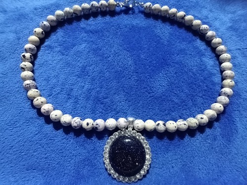 Purple dalmation jasper - &, blue