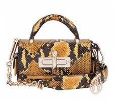 Amanda Wakeley Mini Robbie Bag Ochre Yellow Mock Snake 100% Leather Brand New