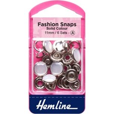 Hemline Fashion Snaps 11mm Pearl – Press Stud Fasteners (6 Sets) Sewing Craft