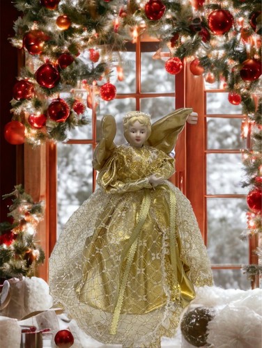 Vintage christmas gold angel - gold, angel/