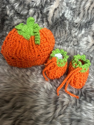 Handmade crochet baby pumpkin