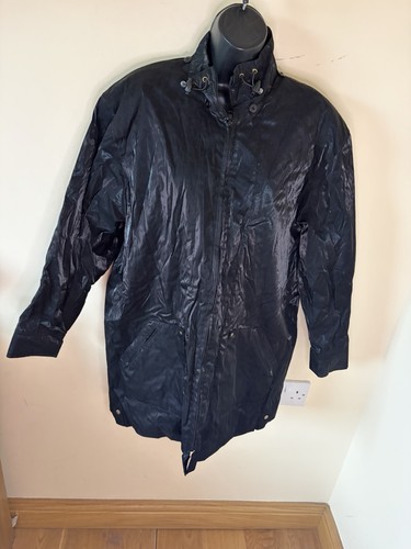 Black shiny fleece lined coat - fleece,