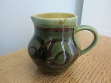 Vintage BRIXHAM POTTERY DEVON  3" 7.5cm  JUG MILK CREAM OLIVE GREEN
